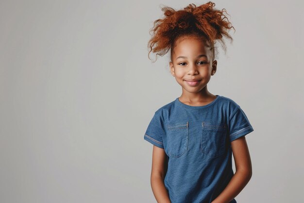 Foto bambino carino bambino adolescente che tiene le mani in tasca sorridente dolcemente isolato sullo sfondo