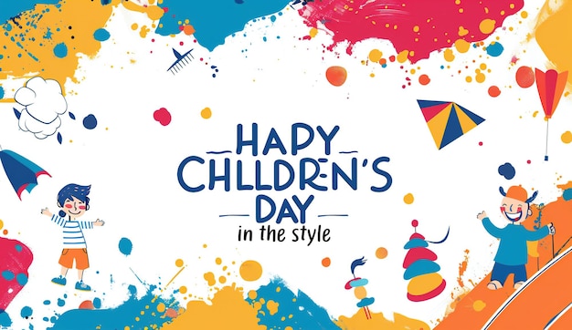 Cute Childrens Day vector Illustration with Kids