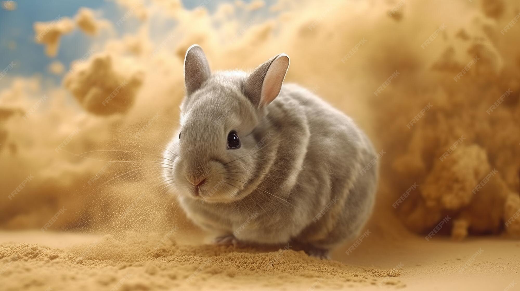 Premium AI Image A cute chinchilla rolling in dust AI generated