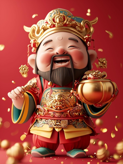 Photo cute chinese god of wealth