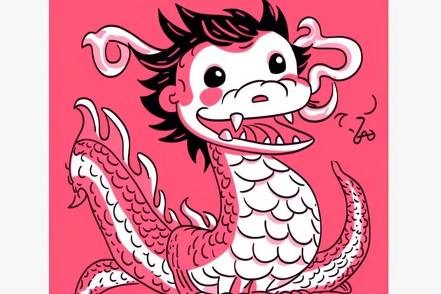 Cute chinese pink dragon