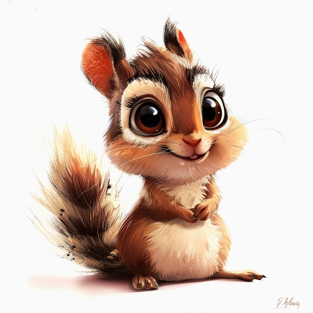 Photo cute chipmunk cartoon charachter chibi chipmunk cartoon illustration