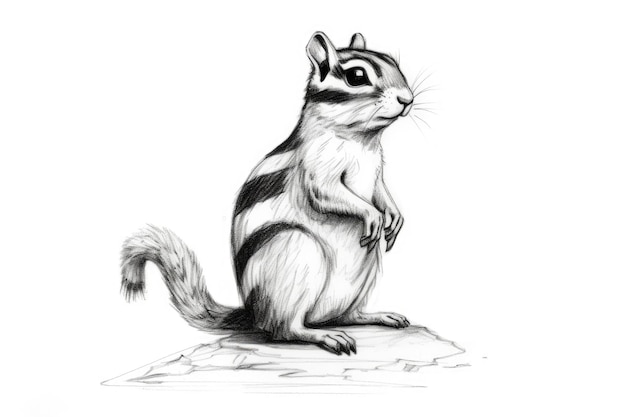 Cute Chipmunk drawing on white background generative AI