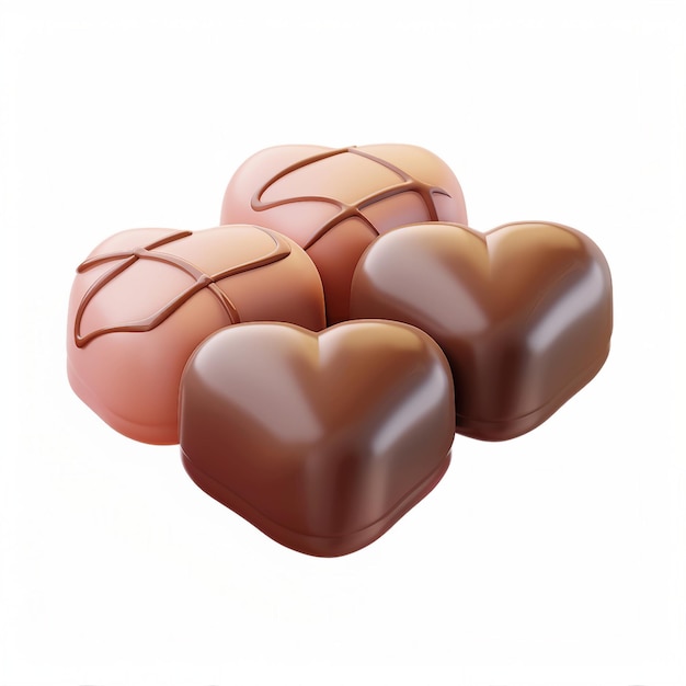 cute chocolate icon 3D render white background generative AI