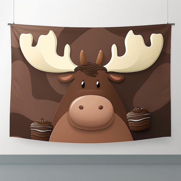 Cute Chocolate Moose Banner with Copy Space