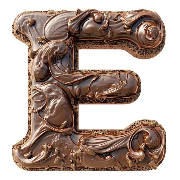 Cute chocolate shape as letter E on White Background