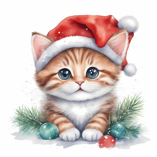 Cute Christmas Cat Water Cartoon