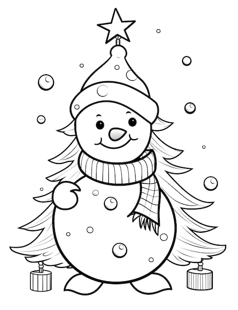 Photo cute christmas coloring page for kids