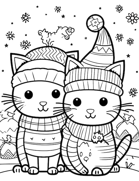 Photo cute christmas coloring page for kids