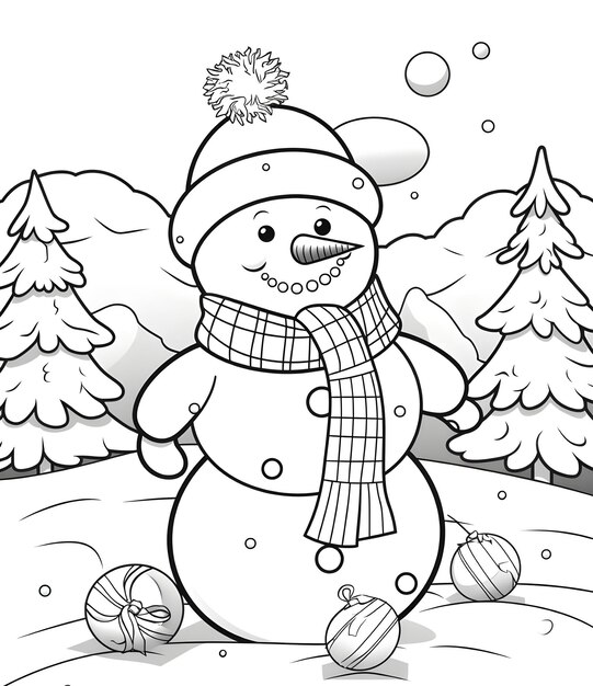 Photo cute christmas coloring page for kids