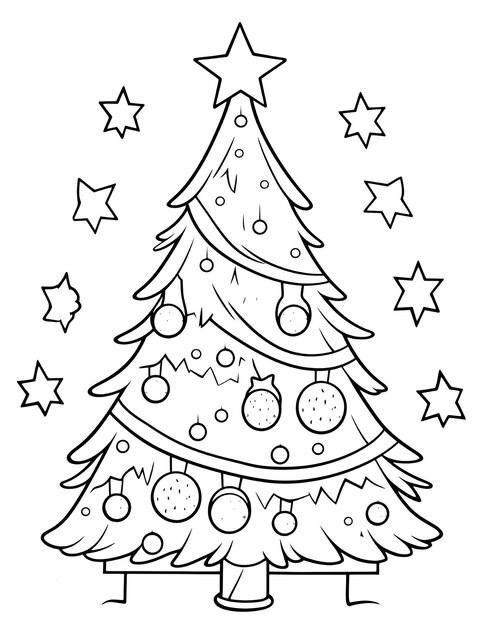 Photo cute christmas coloring page for kids