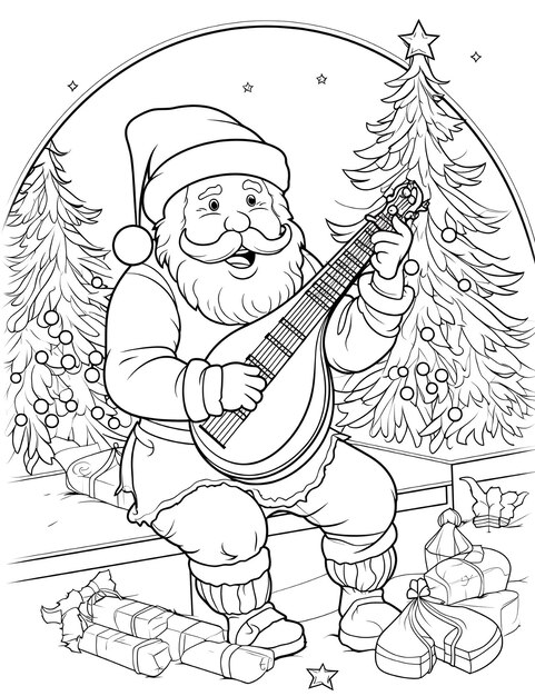 Photo cute christmas coloring page for kids