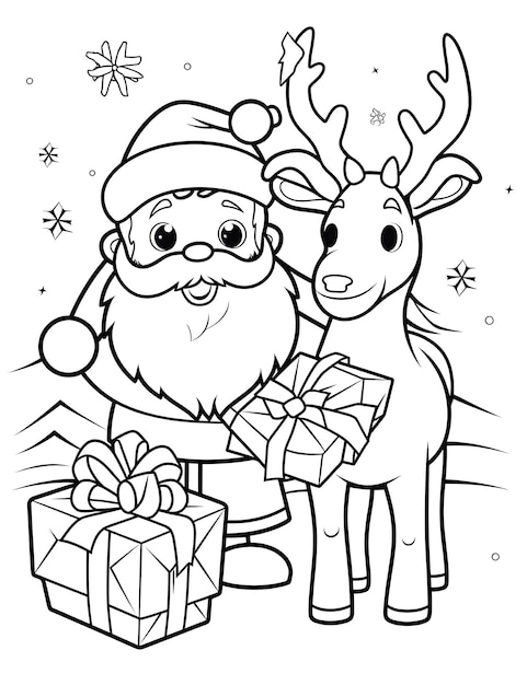 Photo cute christmas coloring page for kids