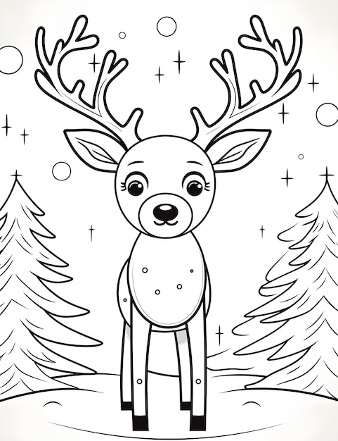 Photo cute christmas coloring page for kids