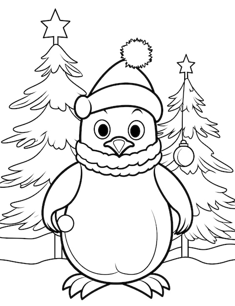 Premium Photo | Cute Christmas coloring page for kids