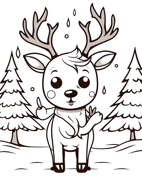 Photo cute christmas coloring page for kids