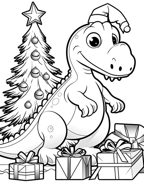 Photo cute christmas coloring page for kids