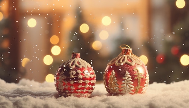 cute Christmas decorations and bokeh lights