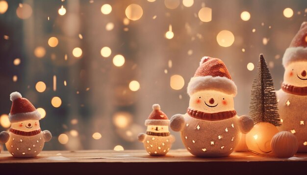 cute Christmas decorations and bokeh lights