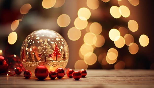 cute Christmas decorations and bokeh lights