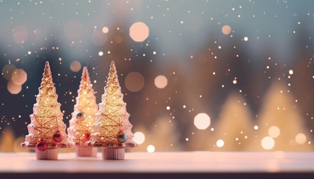 cute Christmas decorations and bokeh lights