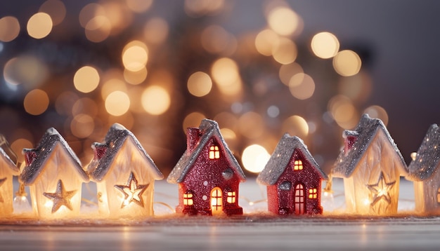 cute Christmas decorations and bokeh lights