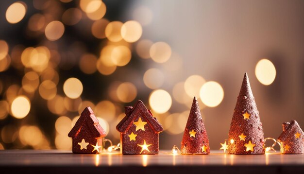 cute Christmas decorations and bokeh lights