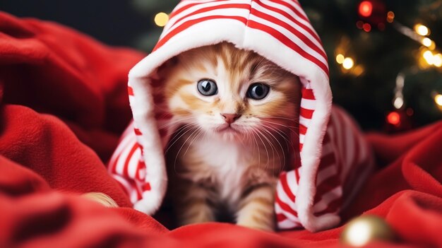 Cute christmas kitten