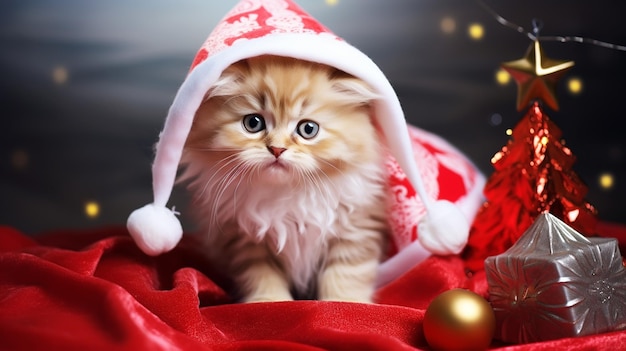 Cute christmas kitten