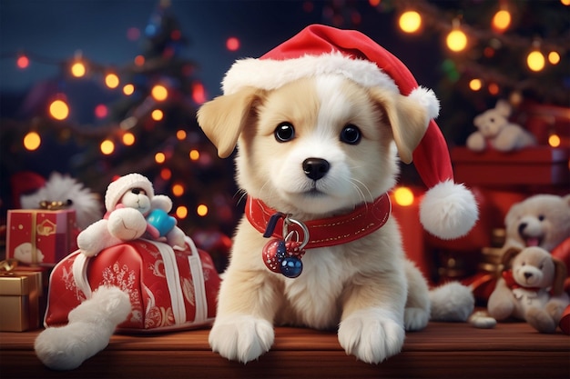 Premium AI Image | Cute Christmas puppy