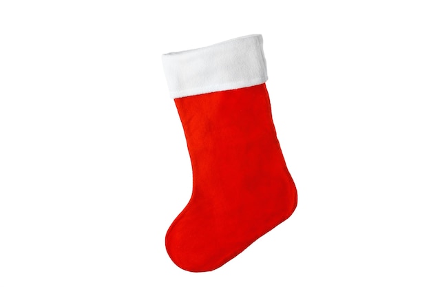 Cute Christmas stocking isolated on white