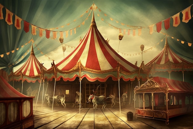 Cute circus vintage card Generate Ai