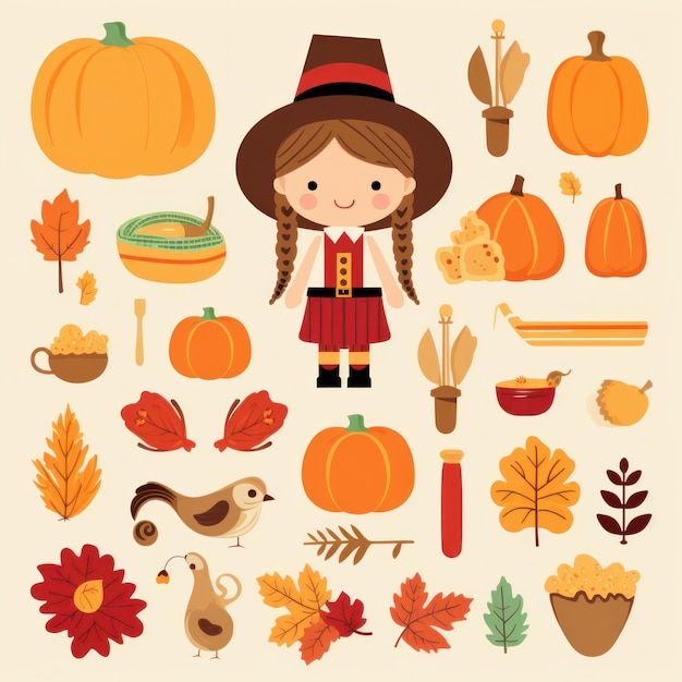 Photo cute clipart thanksgiving day collection