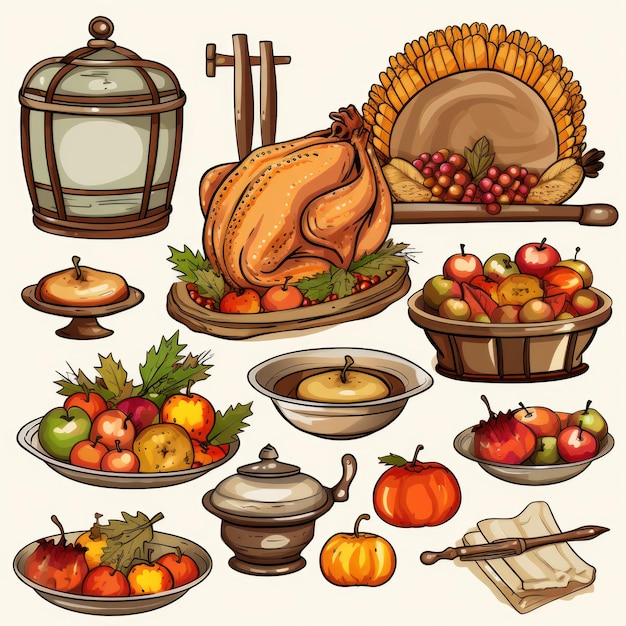 Photo cute clipart thanksgiving day collection