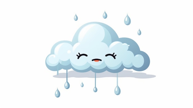 Photo cute cloud crying with rain cartoon vector icon illustration object nature icon concept isolated