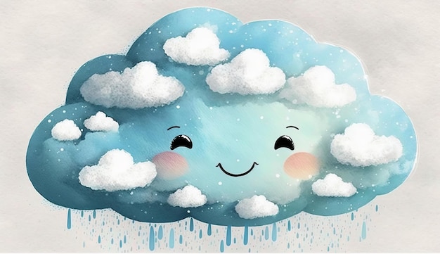 cute cloud watercolor style Generative AI