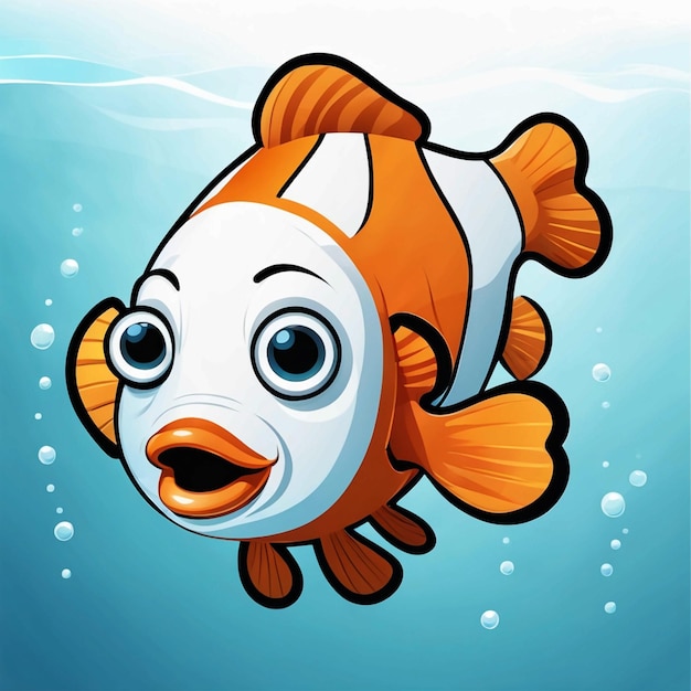 Cute clownfish swimming cartoon vector illustration