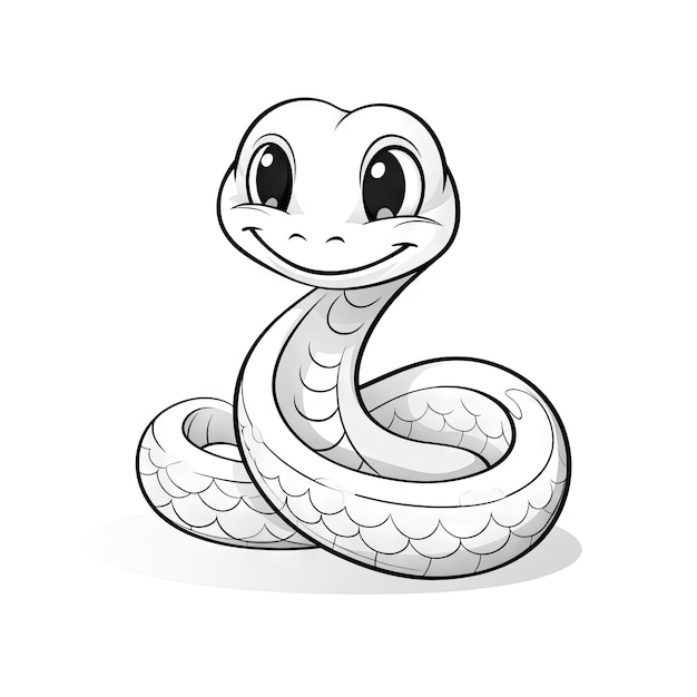 Photo cute cobra snake cartoon coloring page illustration