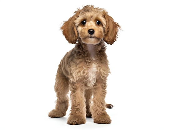 Cute Cocker Spaniel puppy in front of a white background