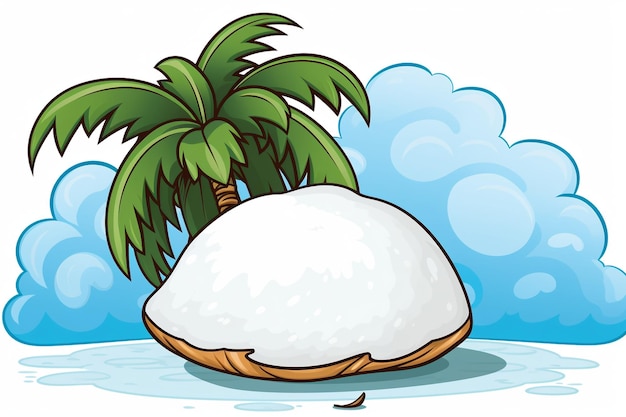 Cute coconut tree and cloud summer clip art