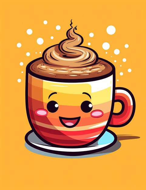 Cute coffee cup in a doodle style