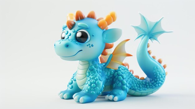 赤ん坊のドラゴン 赤ちゃんのドラゴンは青い色で オレンジ色のスパイクと翼を持ち 大きな目と友好的な笑顔を持っています