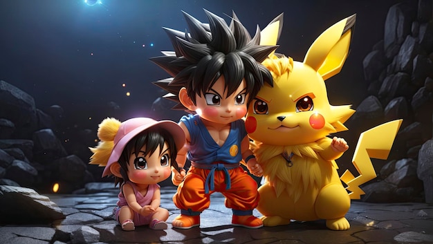 A cute and colorful anime fantasy with playful goku