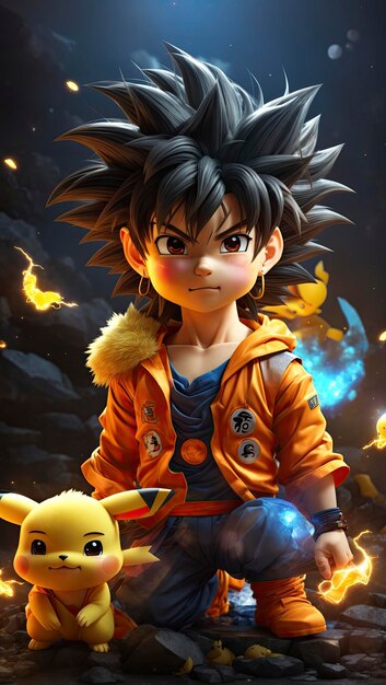 A cute and colorful anime fantasy with playful goku