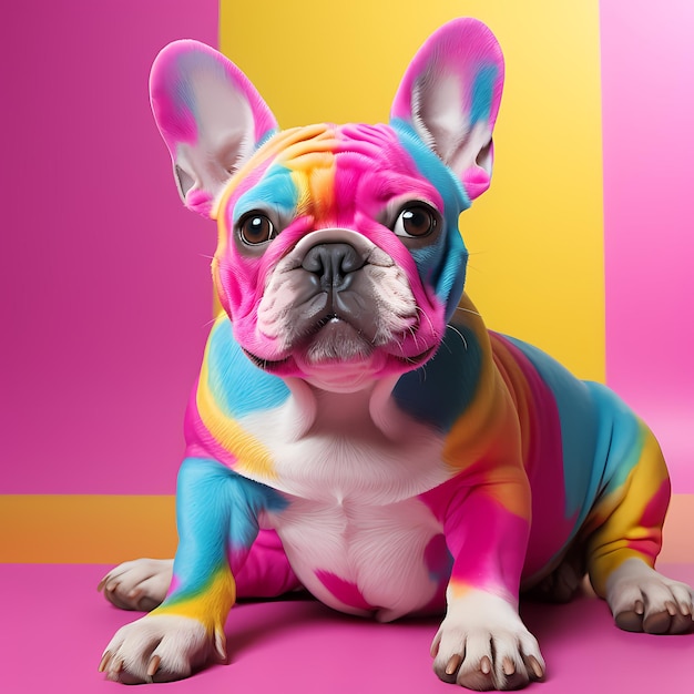 A Cute Colorful Bulldog
