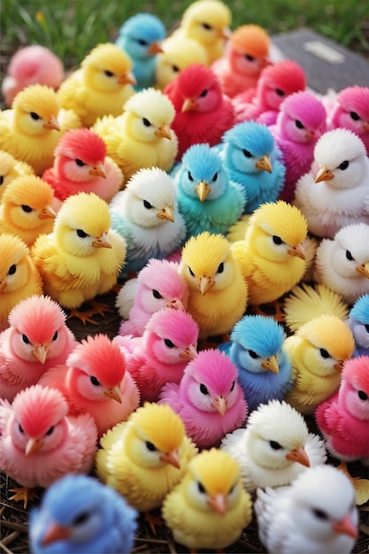 cute colorful chicks