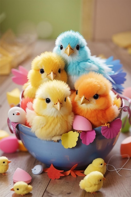 cute colorful chicks