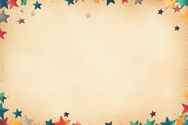 Cute colorful illustrated star frame on a beige background