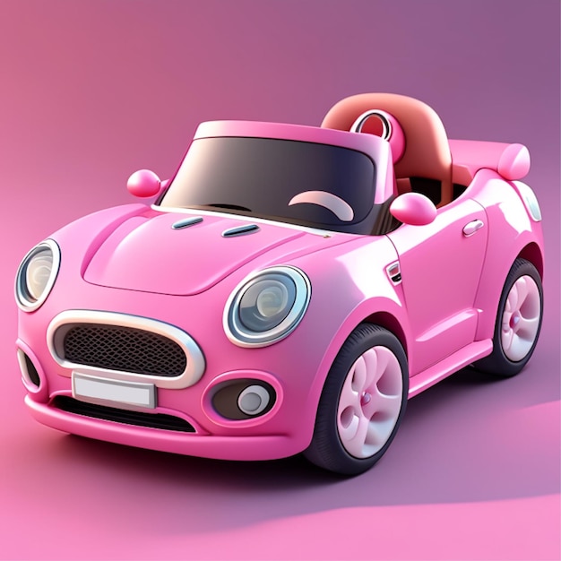 Cute colorful retro pink car icon elements