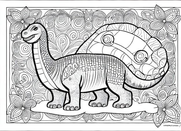 cute coloring book with dinosaur